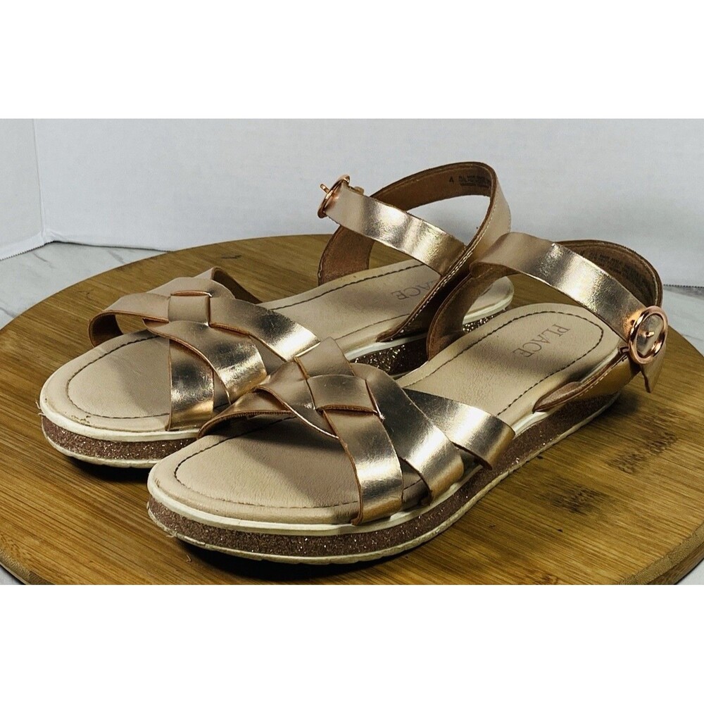 The Children's Place Girls Platform Sandals With Adjustable Ankle Strap Sz 4